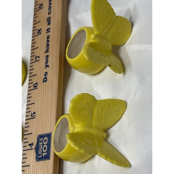 Lot of 6 Vintage‎ Yellow Butterfly Napkin Rings Porcelain Easter Spring - Picture 3 of 5
